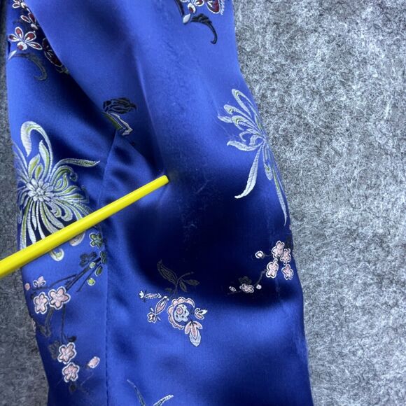 Vintage Sportacular Jacket Medium Blue Red Reversible Satin Pankou Asian Blazer - Picture 8 of 11